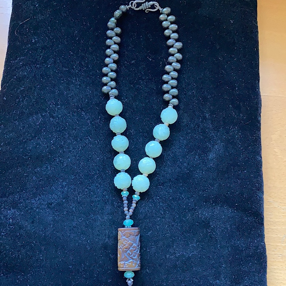 Jade and pearl necklace